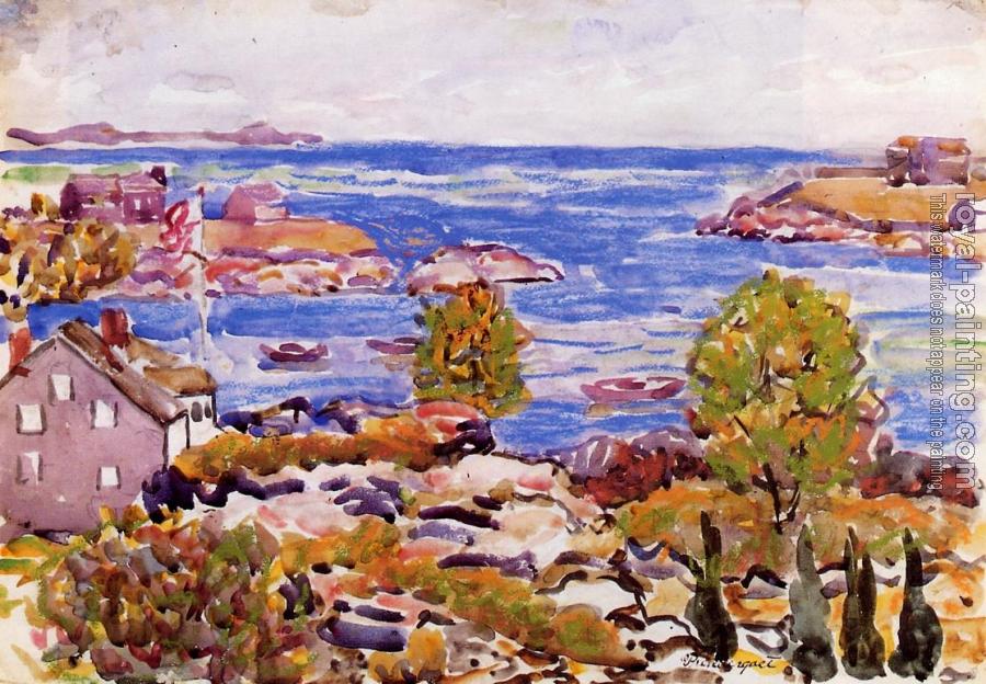 Maurice Brazil Prendergast : House with Flag in the Cove